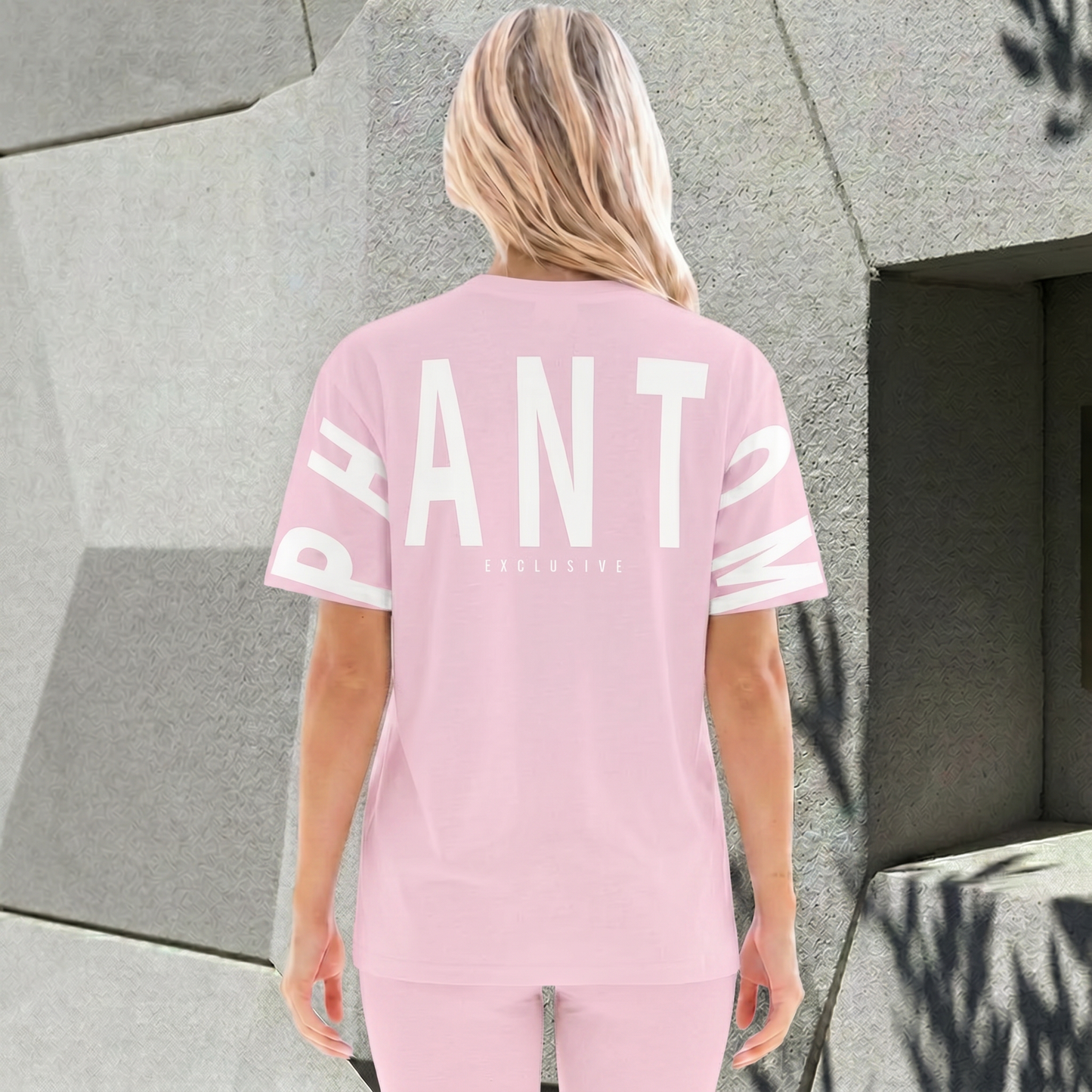 Oversized Large Text T Shirt - Light Pink