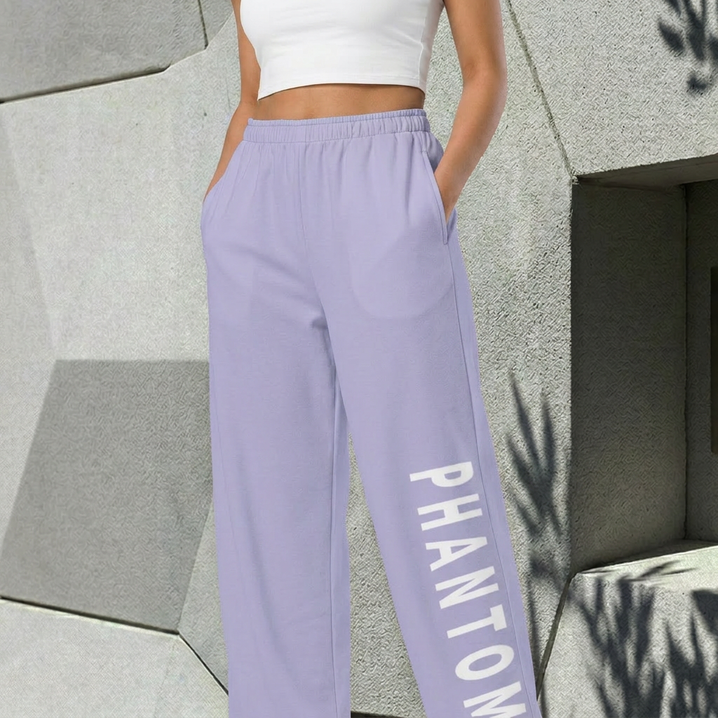 Wide Legged Cotton Joggers - Violet