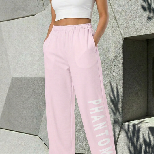 Wide Legged Cotton Joggers - Light Pink