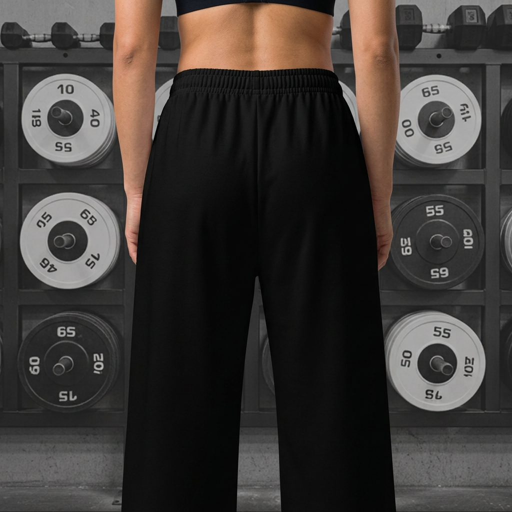 Wide Legged Cotton Joggers - Black