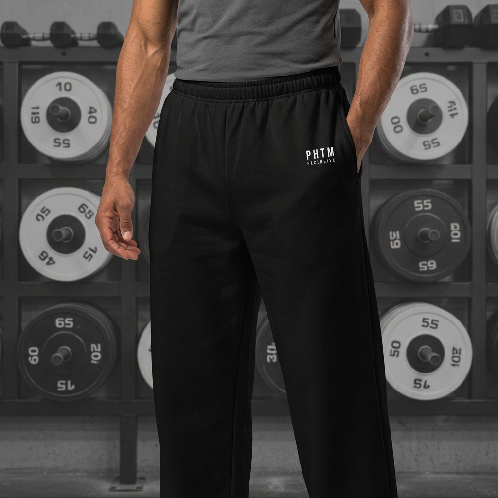 Wide Legged Cotton Joggers - Black