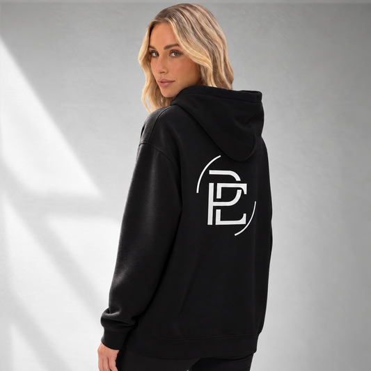 Relaxed Hoodie Merged Logo - Black