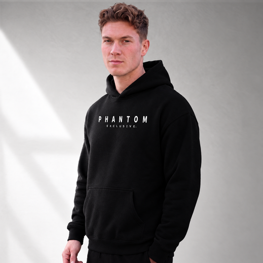Relaxed Modern Text Hoodie - Black & White