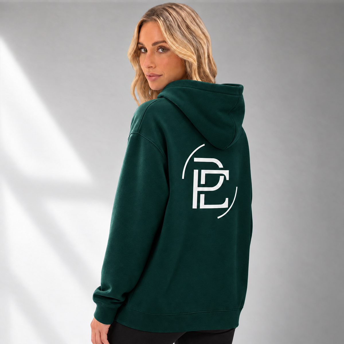 Relaxed Hoodie Merged Logo - Pine Green
