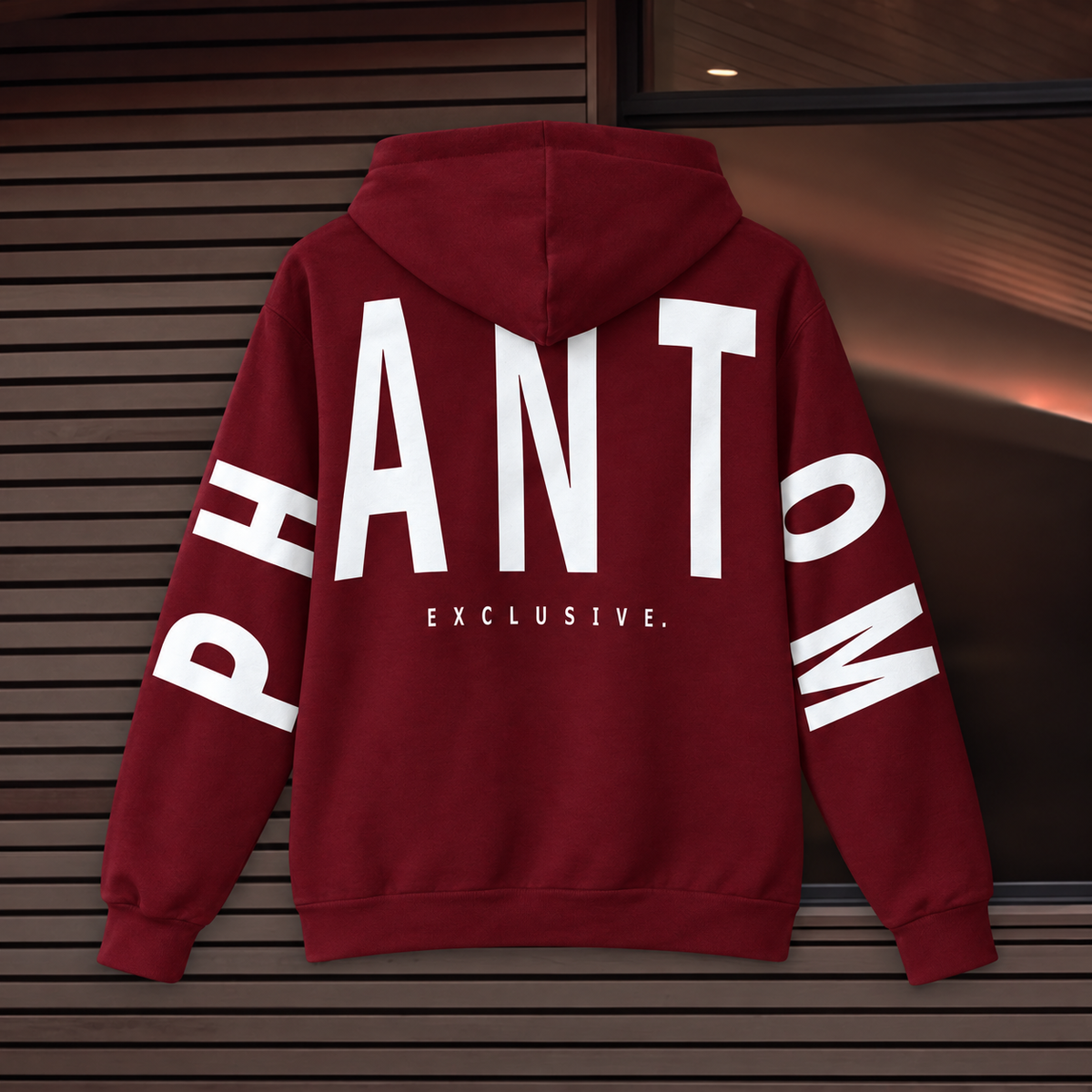 Oversized Cotton Hoodie - Burgundy, Large Text