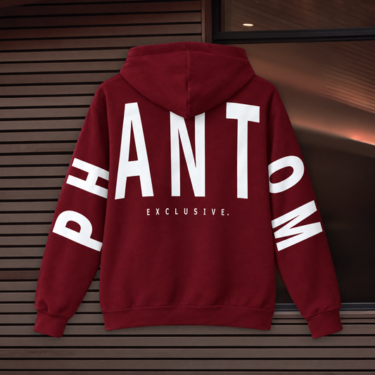 Oversized Cotton Hoodie - Burgundy, Large Text