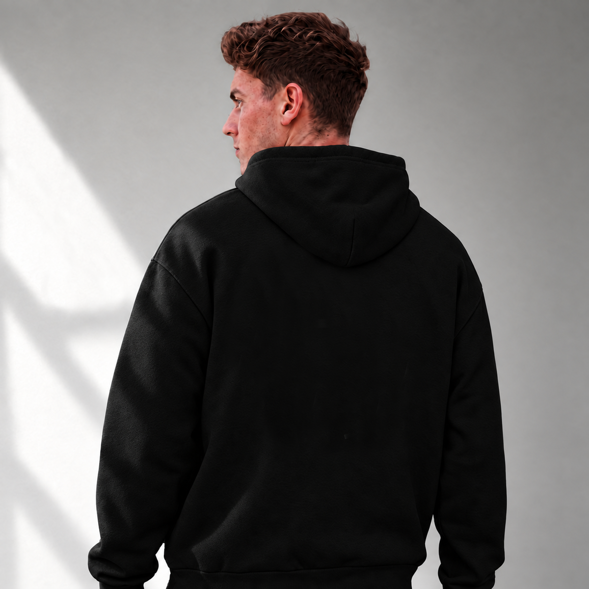 Relaxed Modern Text Hoodie - Black & White