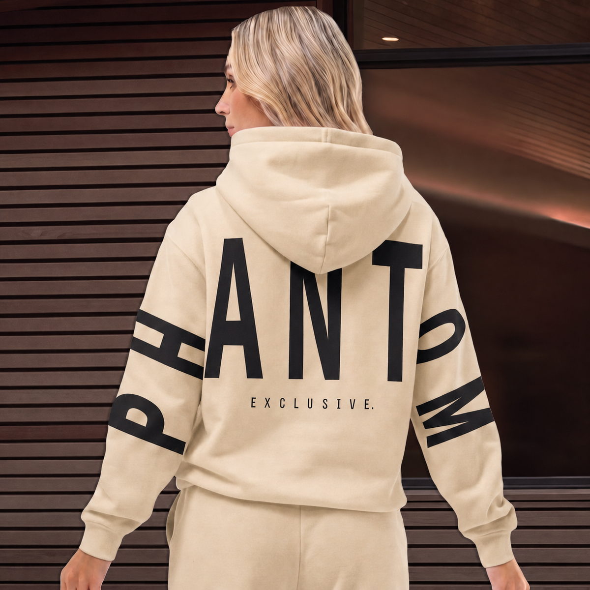 Oversized Cotton Hoodie - Beige