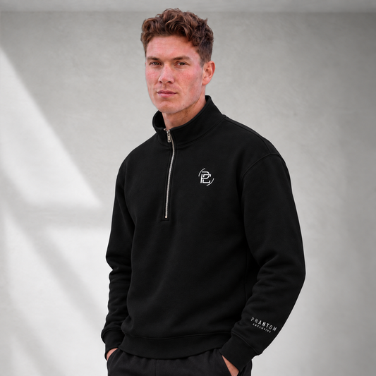 Half Zip Fleeced Jacket - Black
