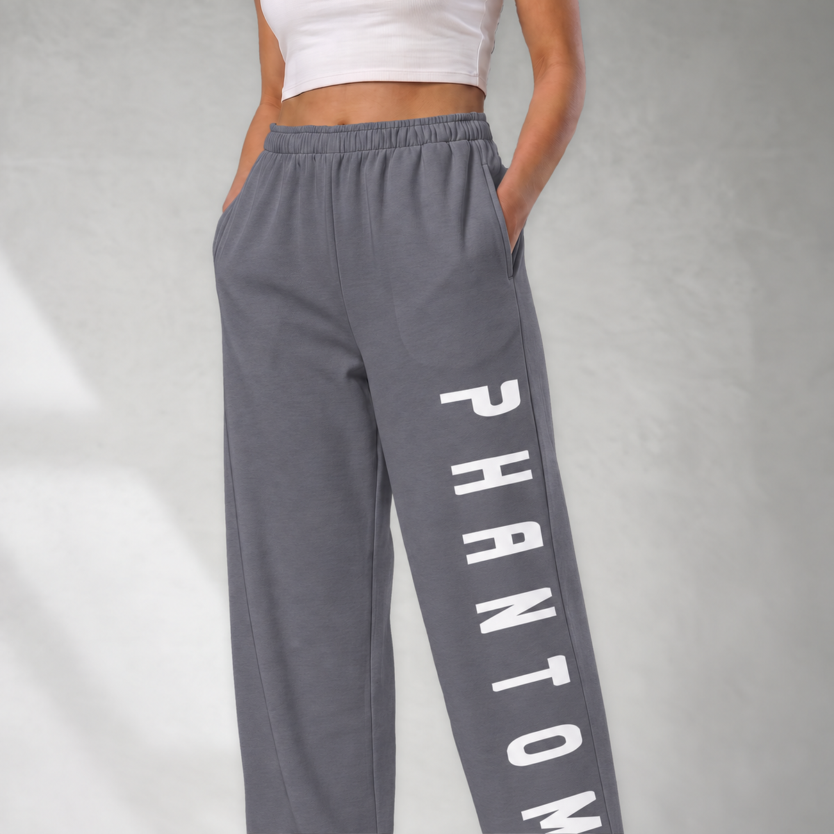 Cotton Wide Legged Joggers - Charcoal