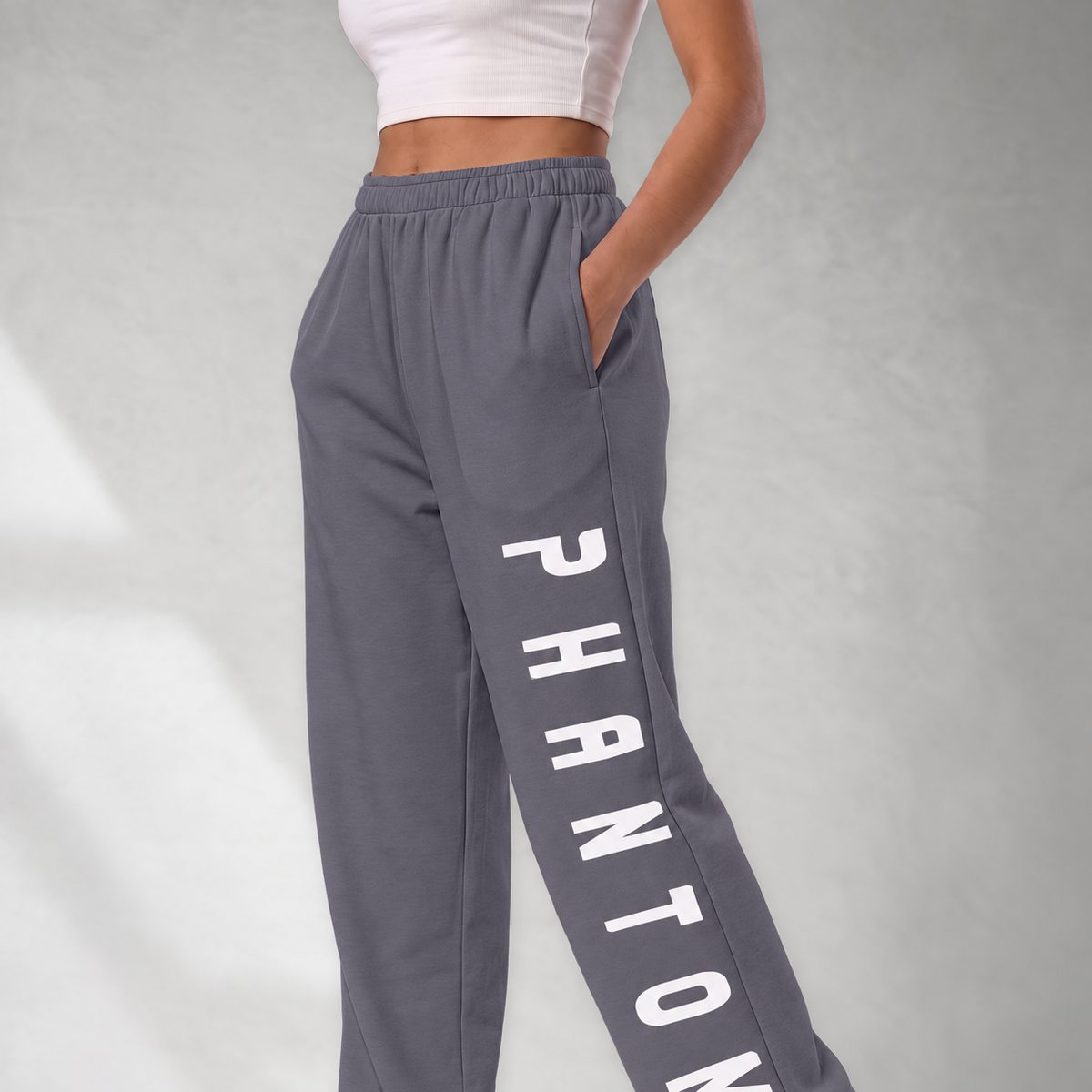 Cotton Wide Legged Joggers - Charcoal