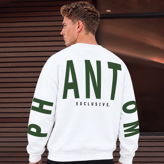Large Text Oversized Jumper - Green Text