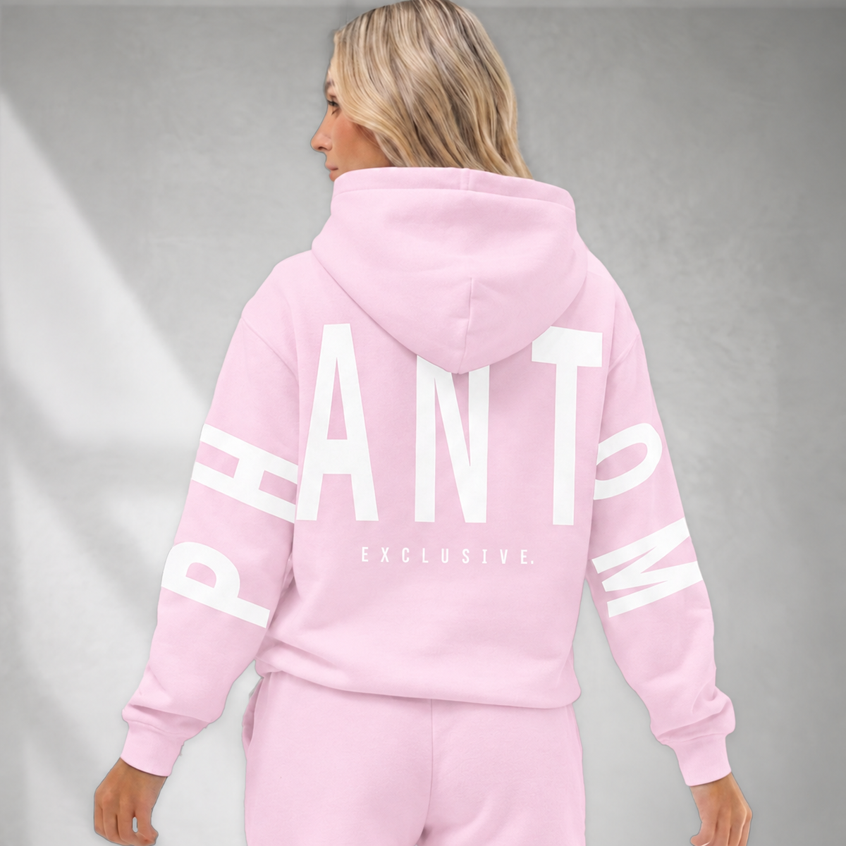 Oversized Cotton Hoodie - Light Pink