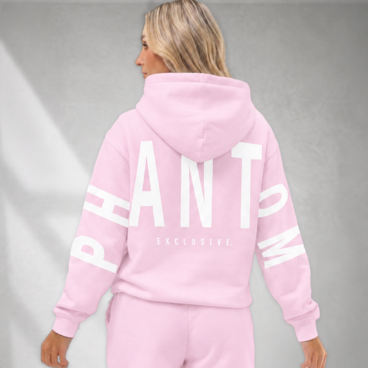 Oversized Cotton Hoodie - Light Pink