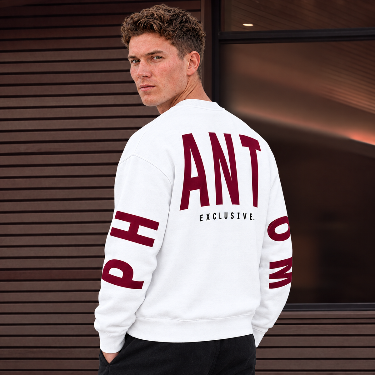 Large Text Oversized Jumper - Burgundy Text