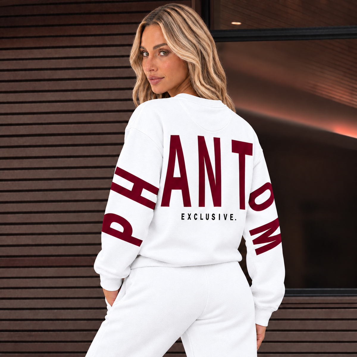 Large Text Oversized Jumper - Burgundy Text