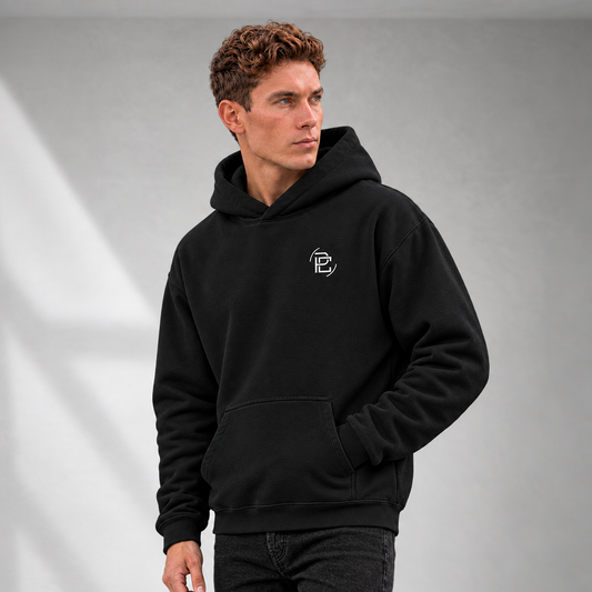 Oversized Cotton Hoodie - Vintage Black