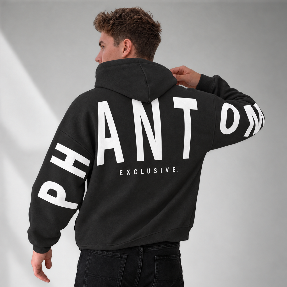 Oversized Cotton Hoodie - Vintage Black