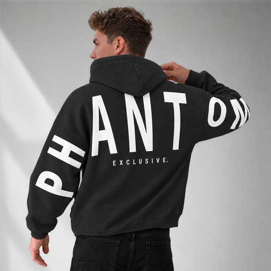 Oversized Cotton Hoodie - Vintage Black