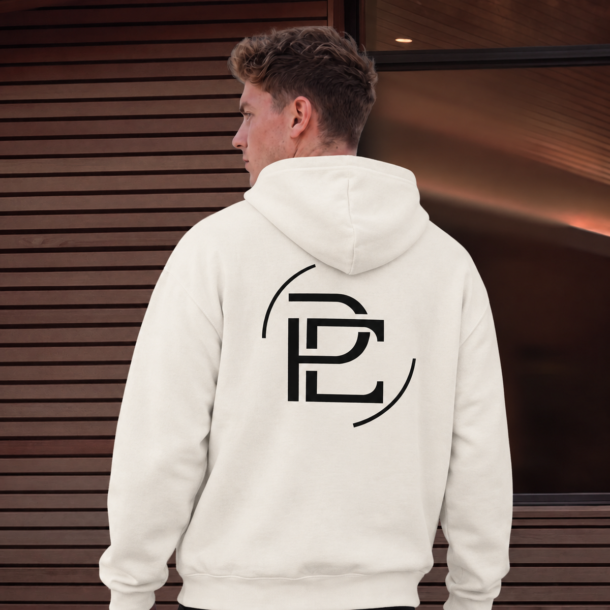 Relaxed Hoodie Merged Logo - Vintage White
