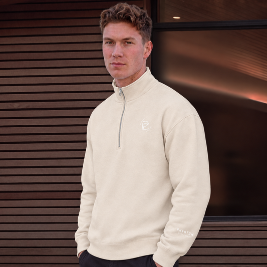 Half Zip Fleeced Jacket - Beige