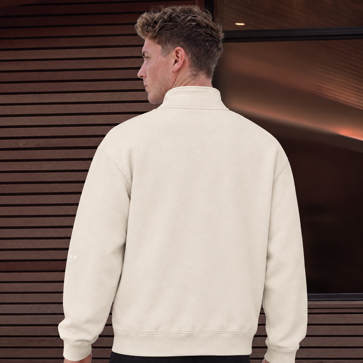 Half Zip Fleeced Jacket - Beige