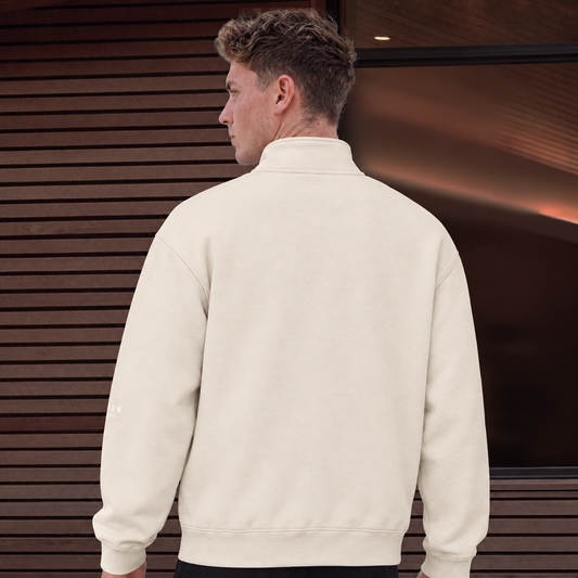 Half Zip Fleeced Jacket - Beige