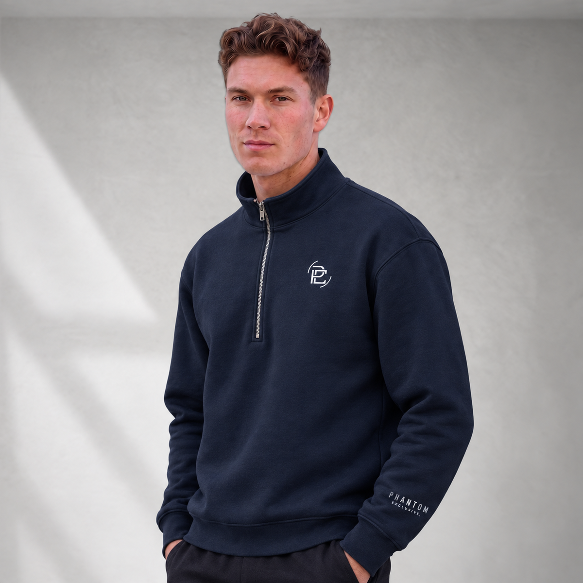 Half Zip Fleeced Jacket - Navy