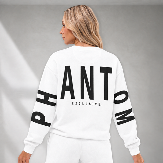Large Text Oversized Jumper - White