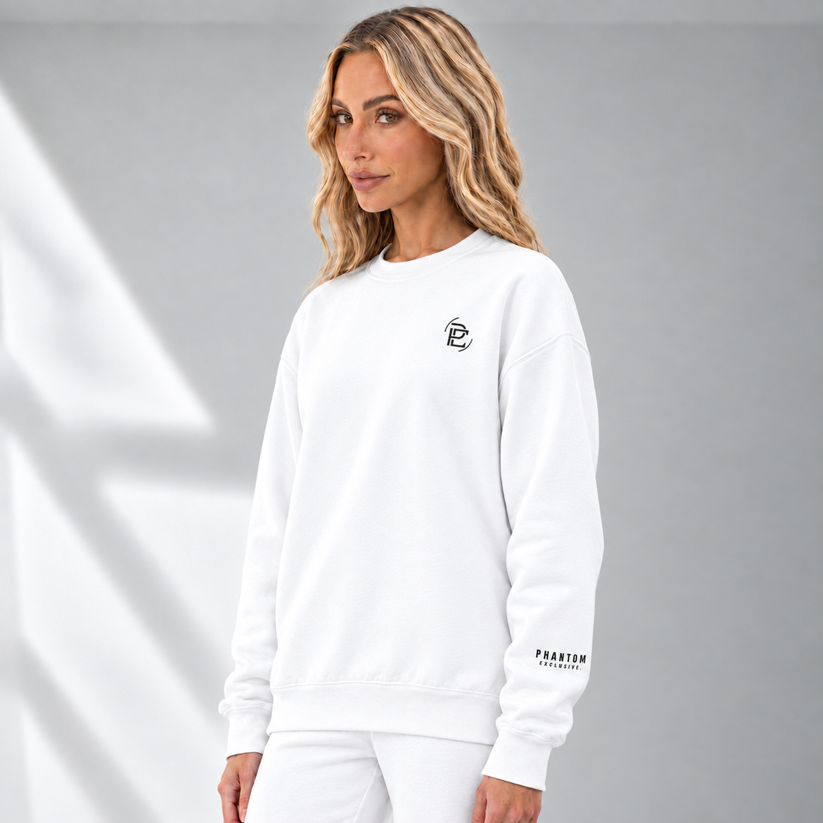Large Text Oversized Jumper - White