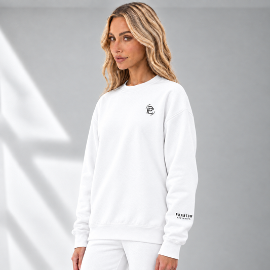 Large Text Oversized Jumper - White