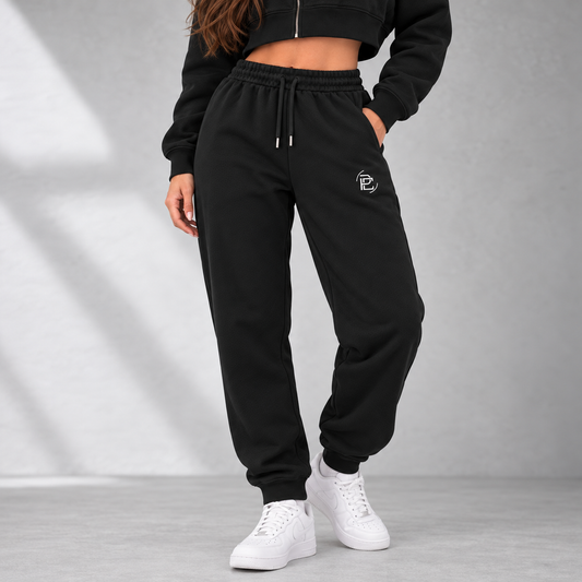 Cotton Heavyweight Joggers - White Embroidery Logo
