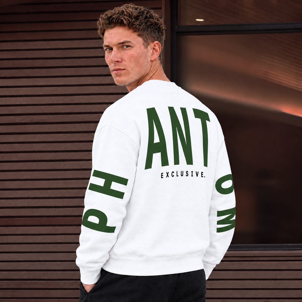 Large Text Oversized Jumper - Green Text