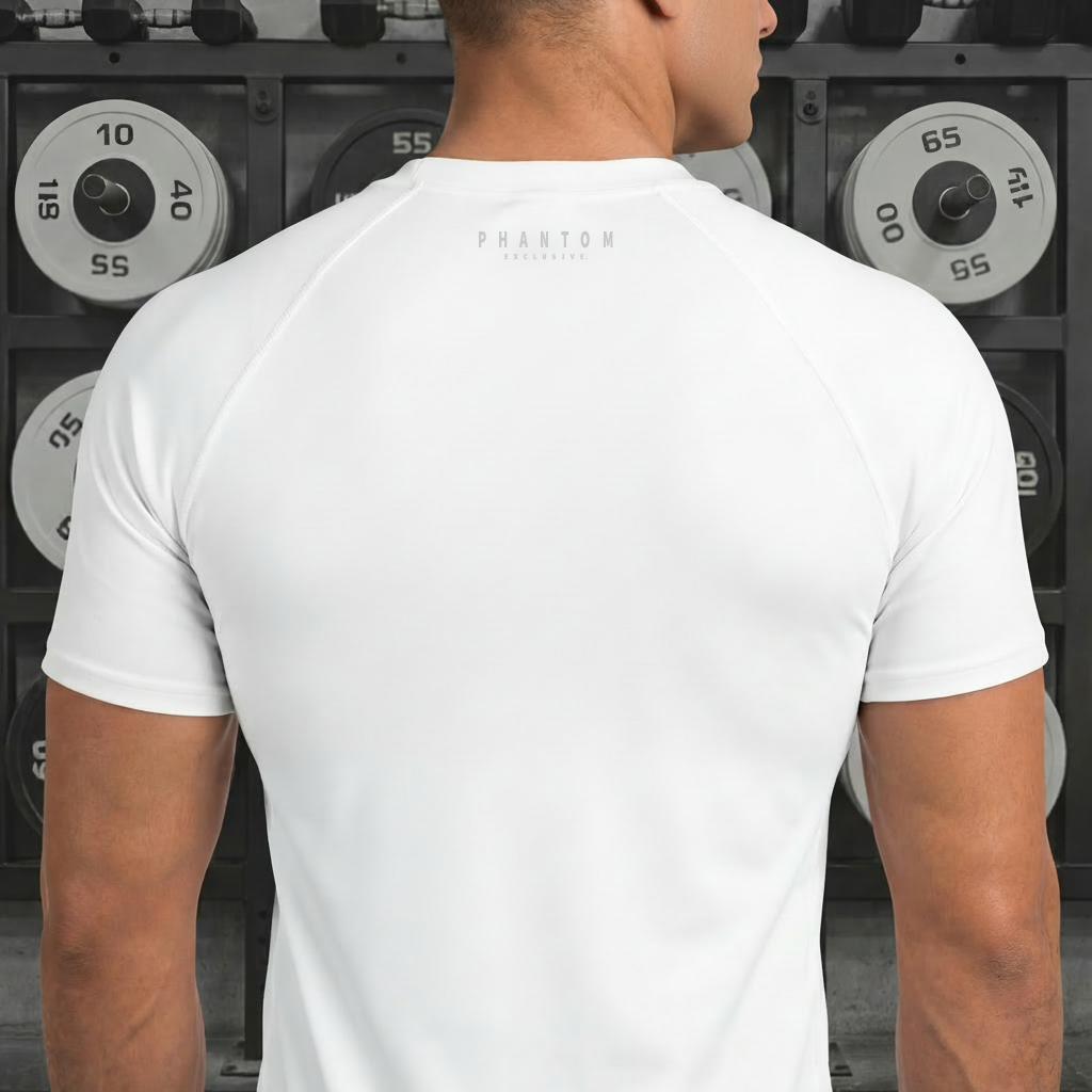 Muscle Fit Gym Top - Acronym Design - Light Grey Text