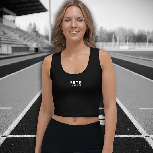 Run Club - Athletic Crop Top - Black & White