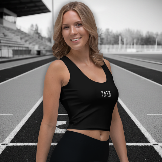 Run Club - Athletic Crop Top - Black & White