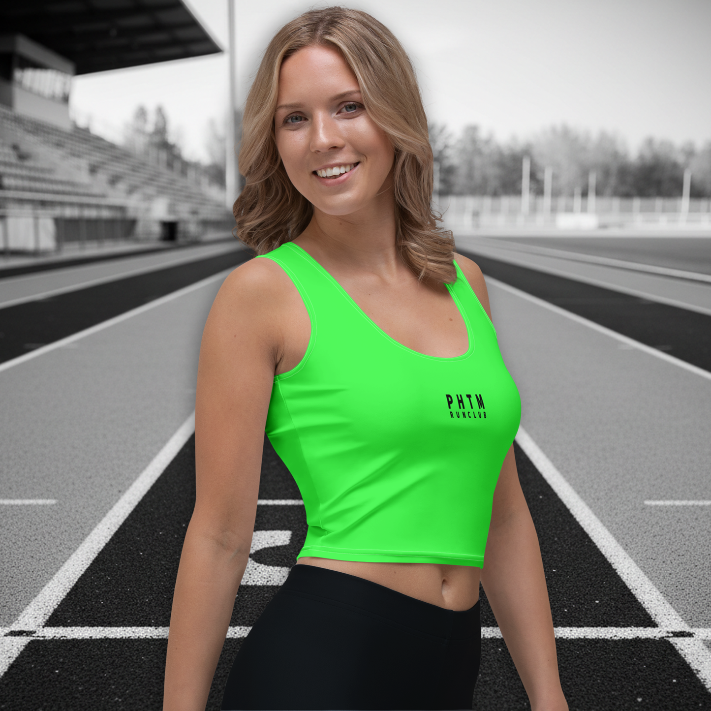 Run Club - Athletic Crop Top - Neon Green