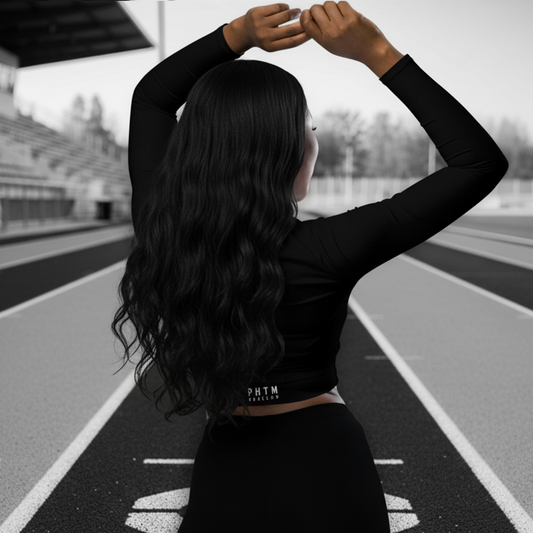 Run Club - Women's Long Sleeve Active Jumper - Black & White