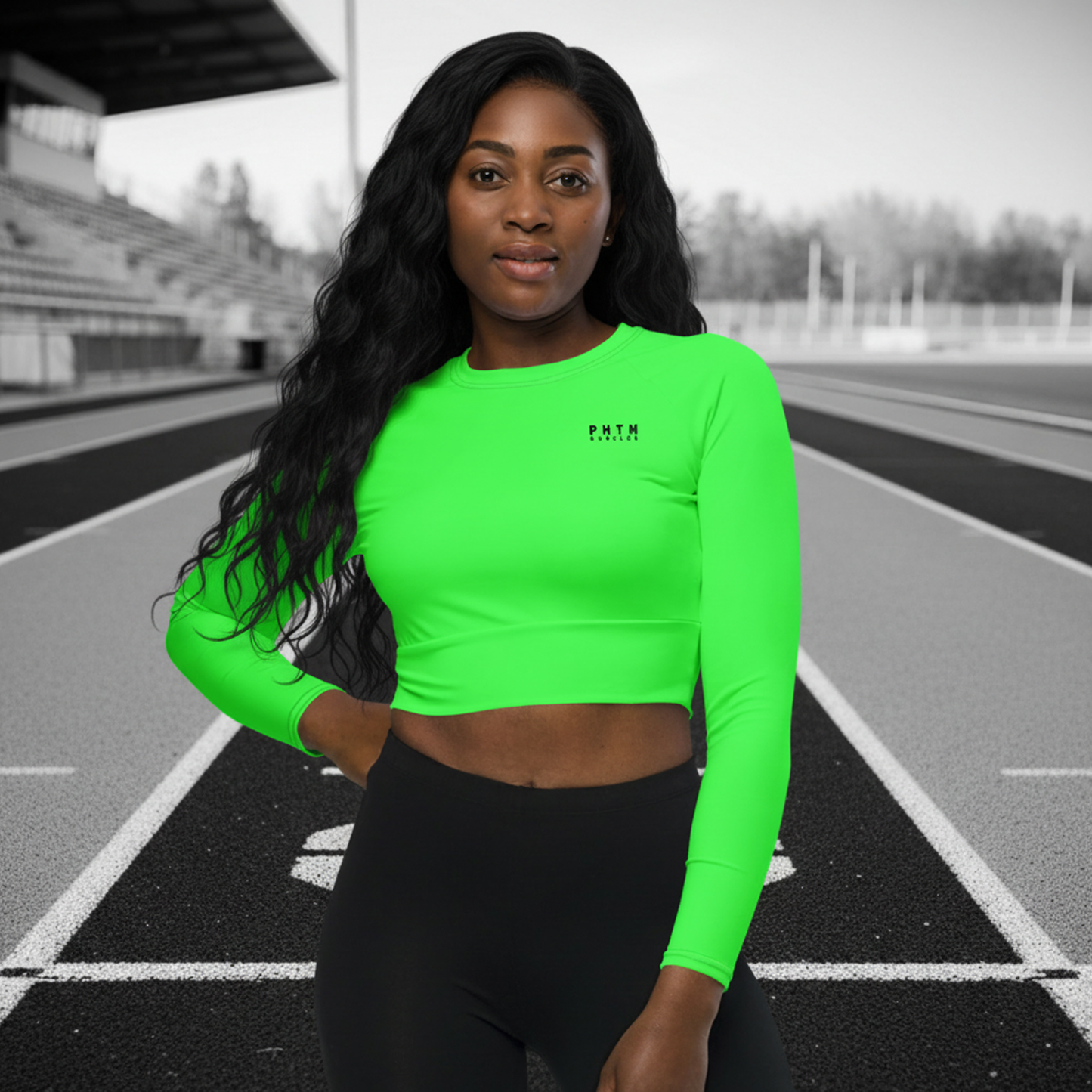 Run Club - Women's Long Sleeve Active Jumper - Neon Green