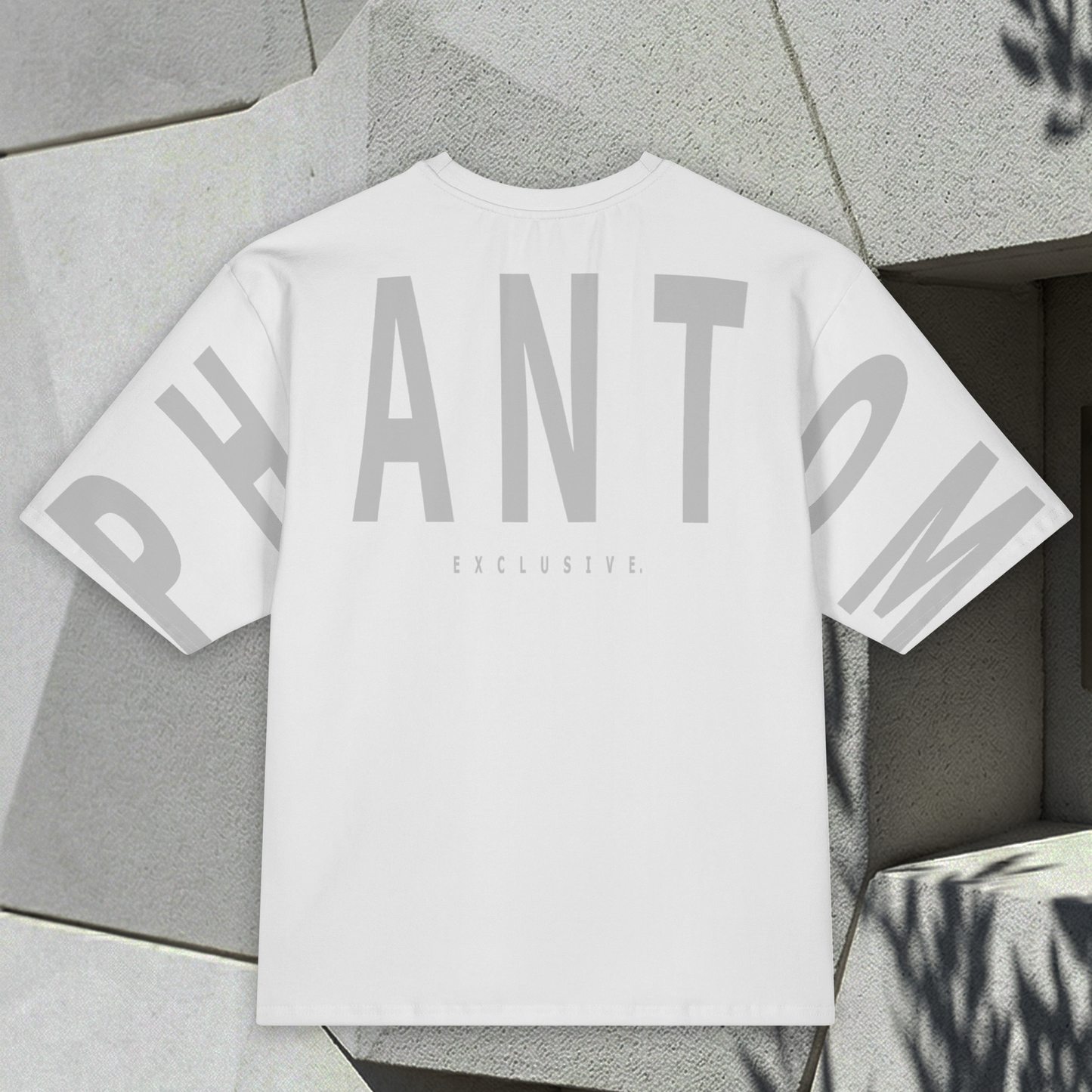 Oversized Large Text T Shirt - Light Grey Text