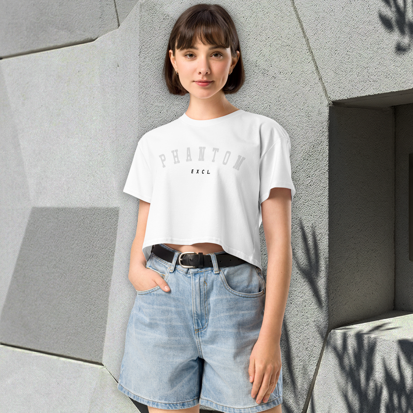 Women’s Summer Crop Top - White - Light Grey Text