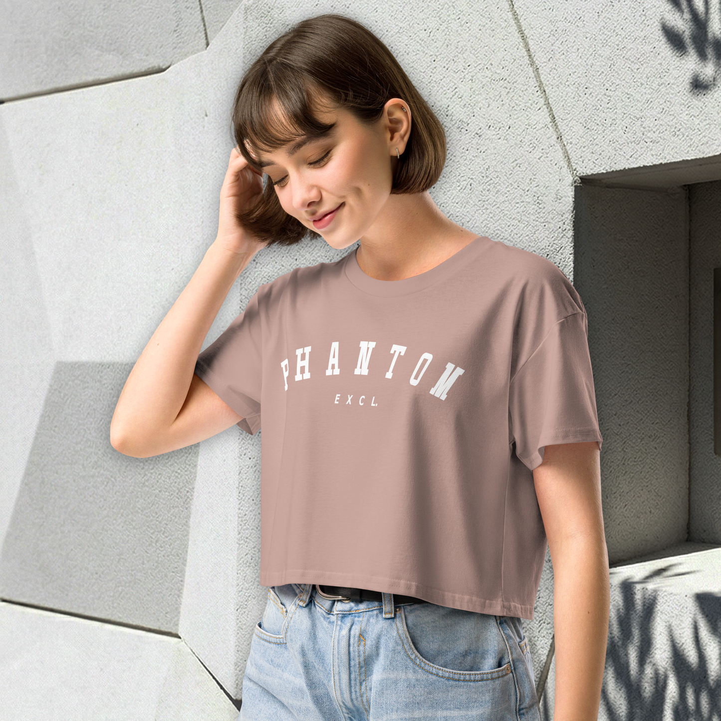 Women’s Summer Crop Top - Hazy Pink - White Text
