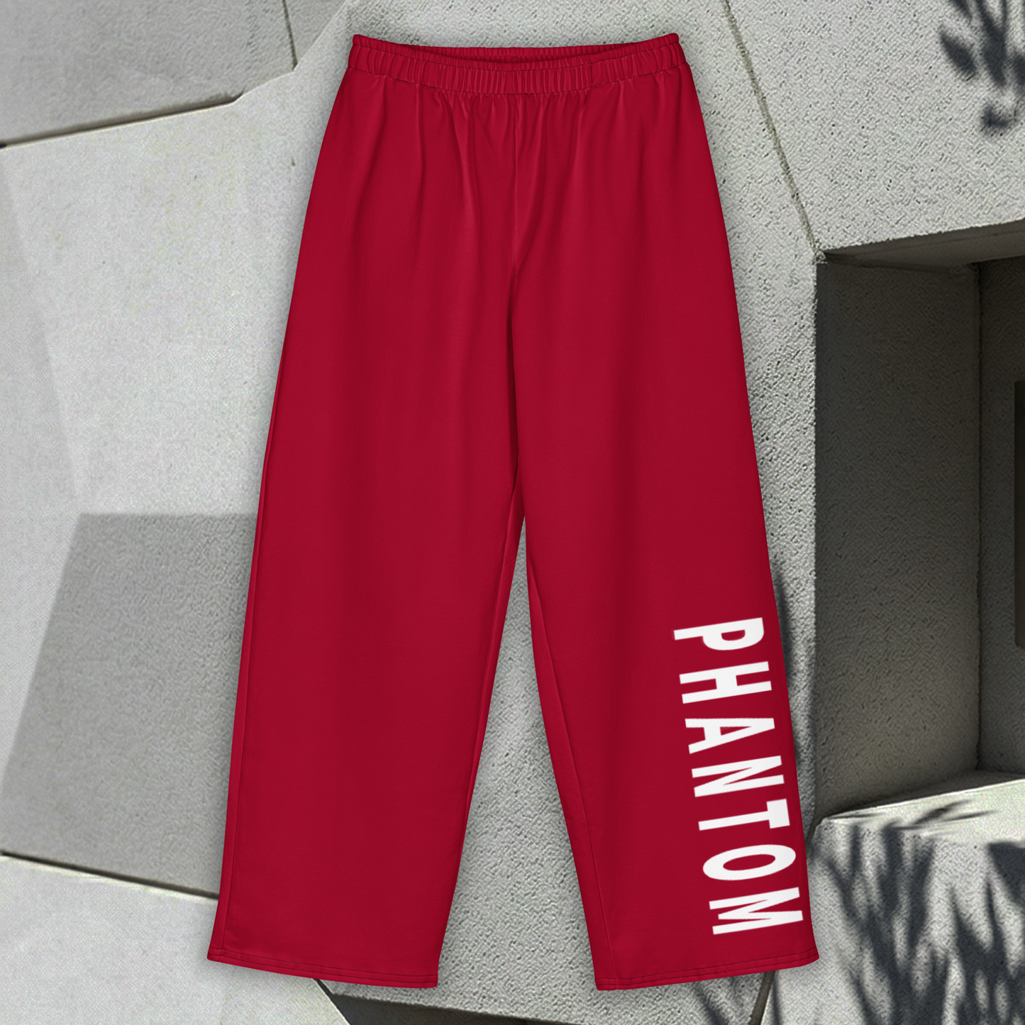 Wide Legged Cotton Joggers - Blood Red
