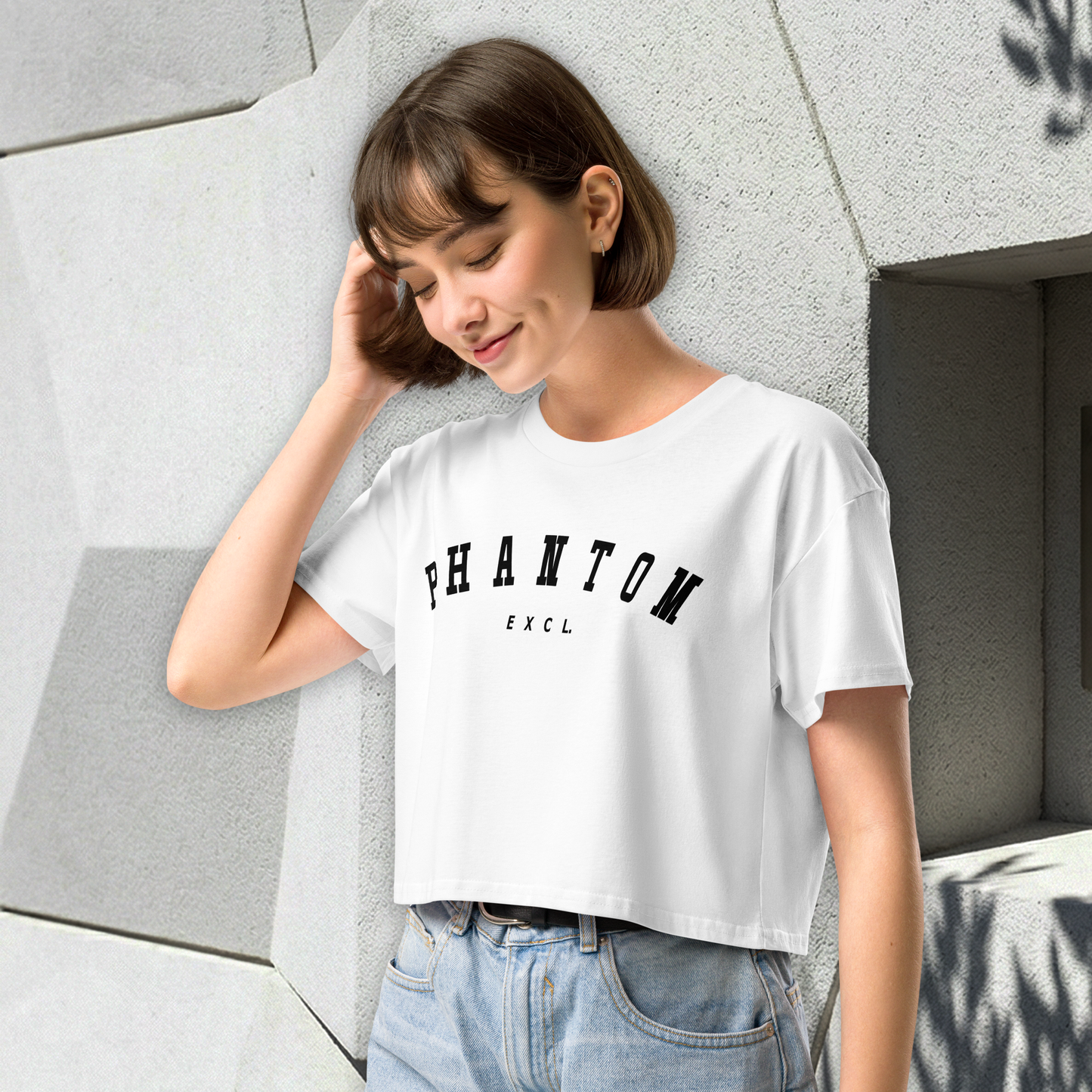 Women’s Summer Crop Top - White - Black Text