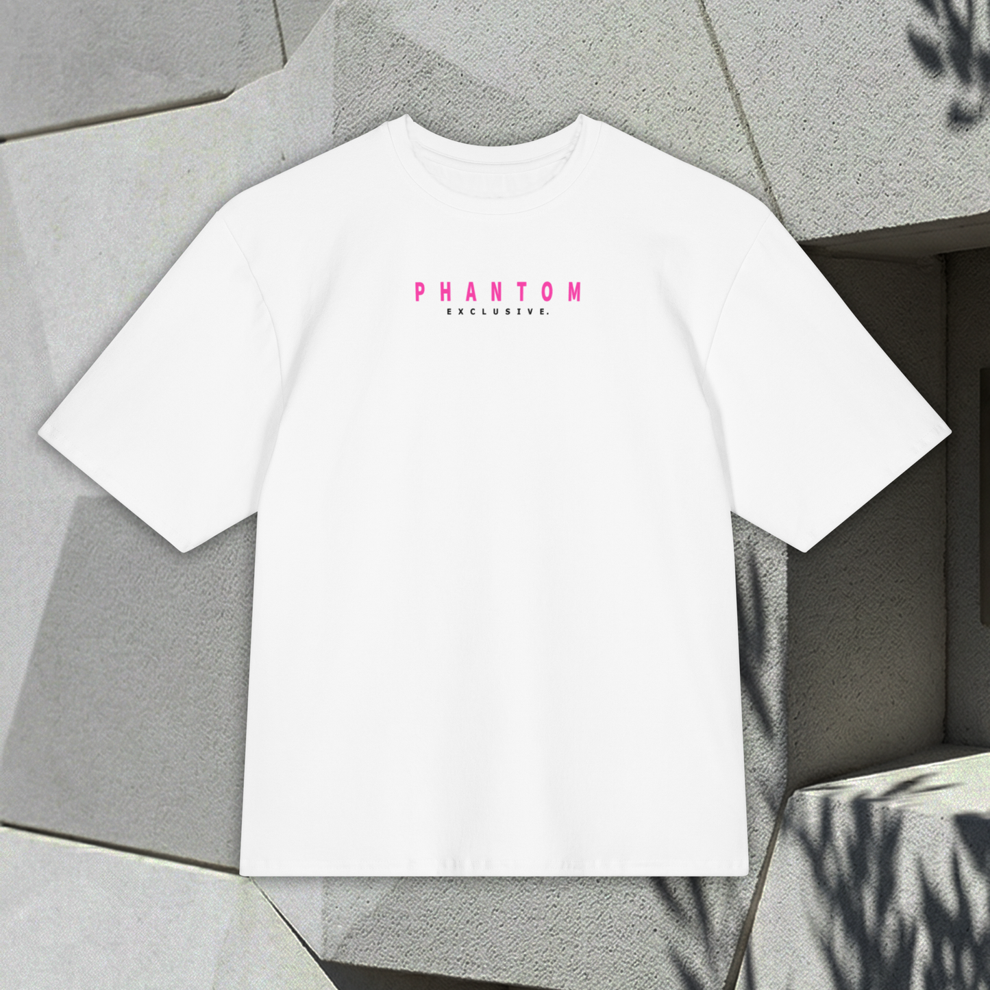 Oversized Large Text T Shirt - Hot Pink Text