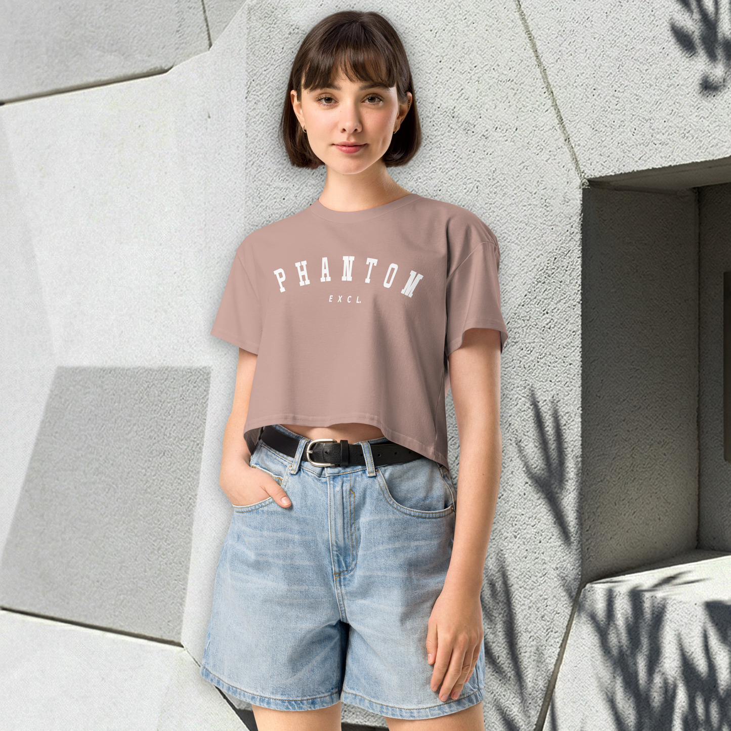 Women’s Summer Crop Top - Hazy Pink - White Text