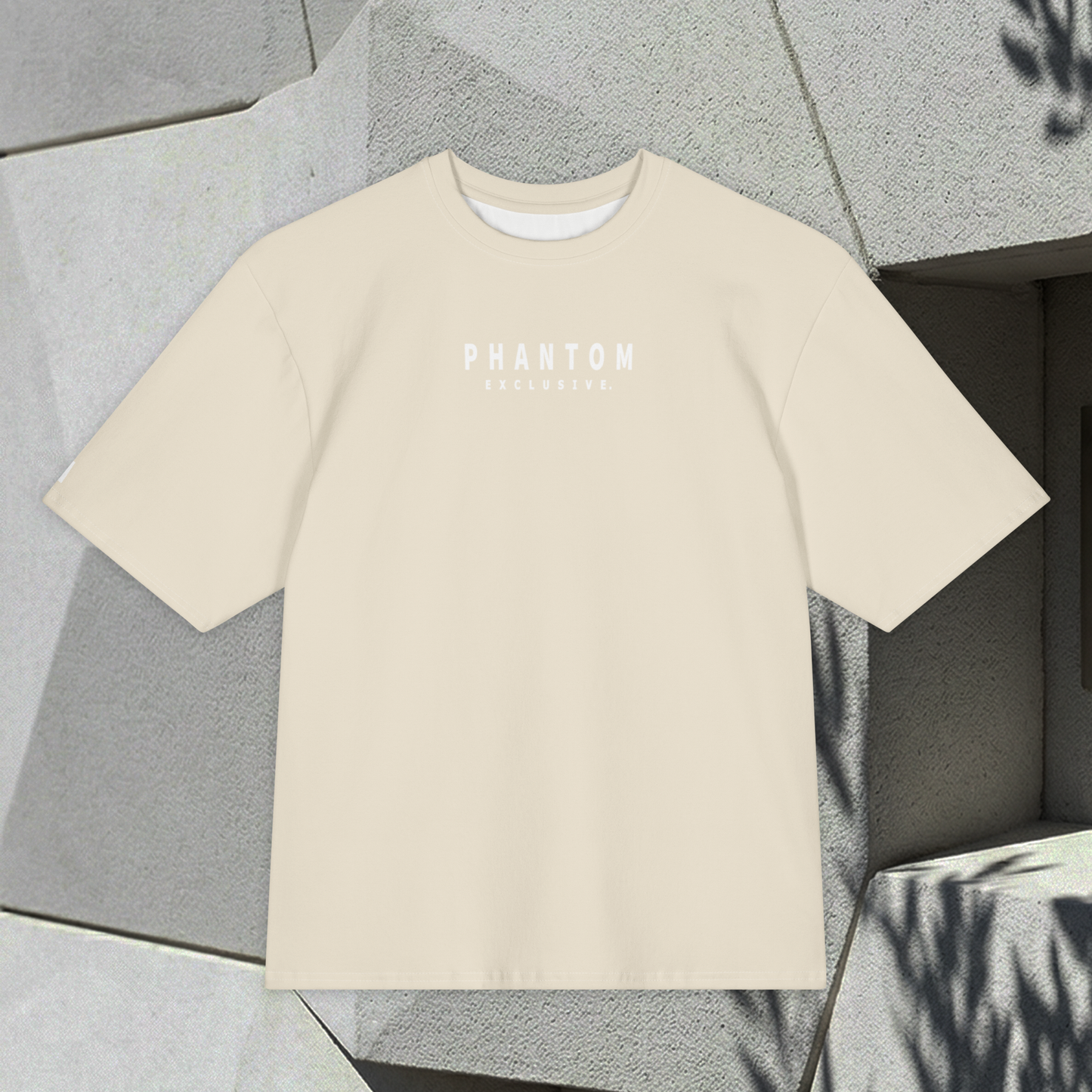 Oversized Large Text T Shirt - Light Beige