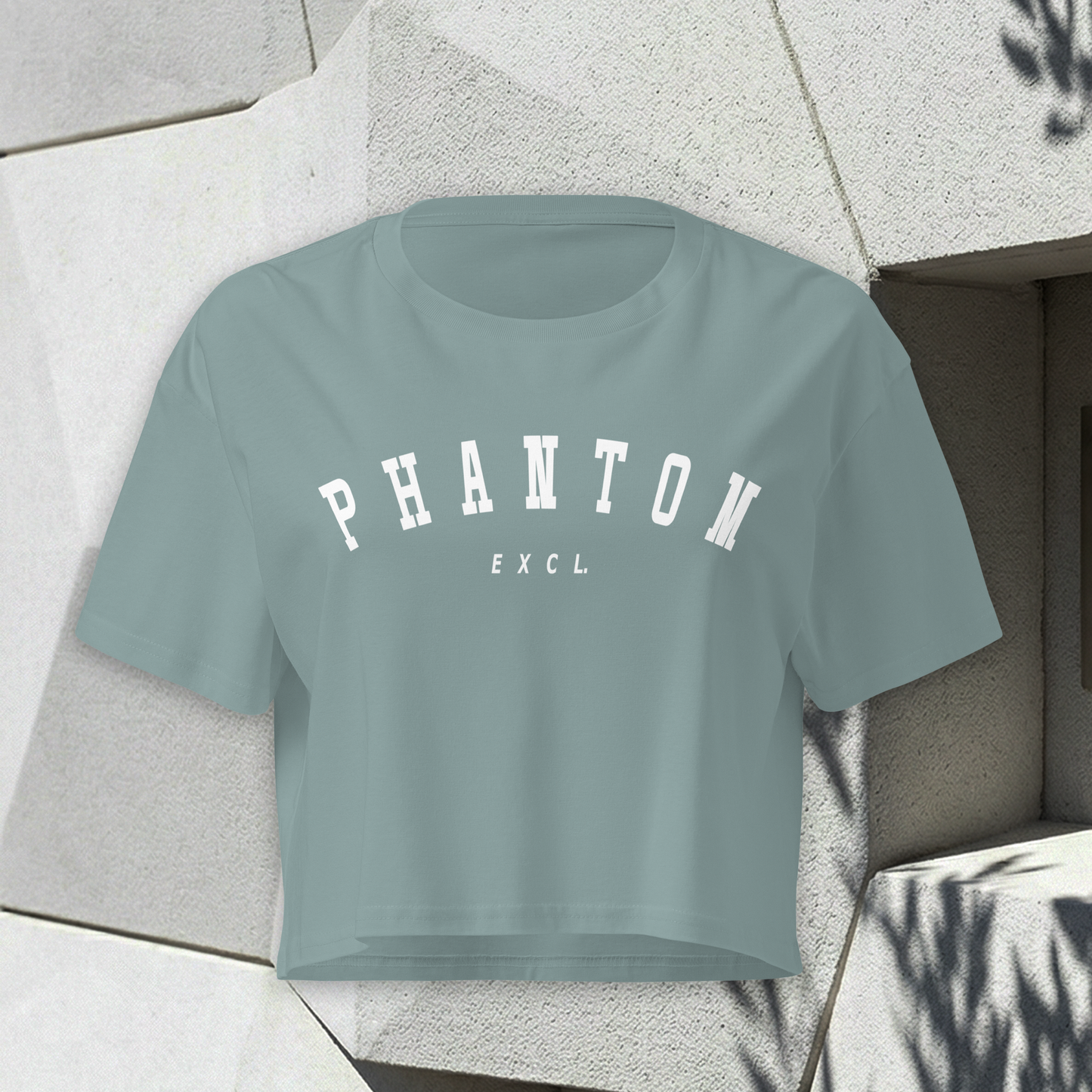 Women’s Summer Crop Top - Mineral Green - White Text