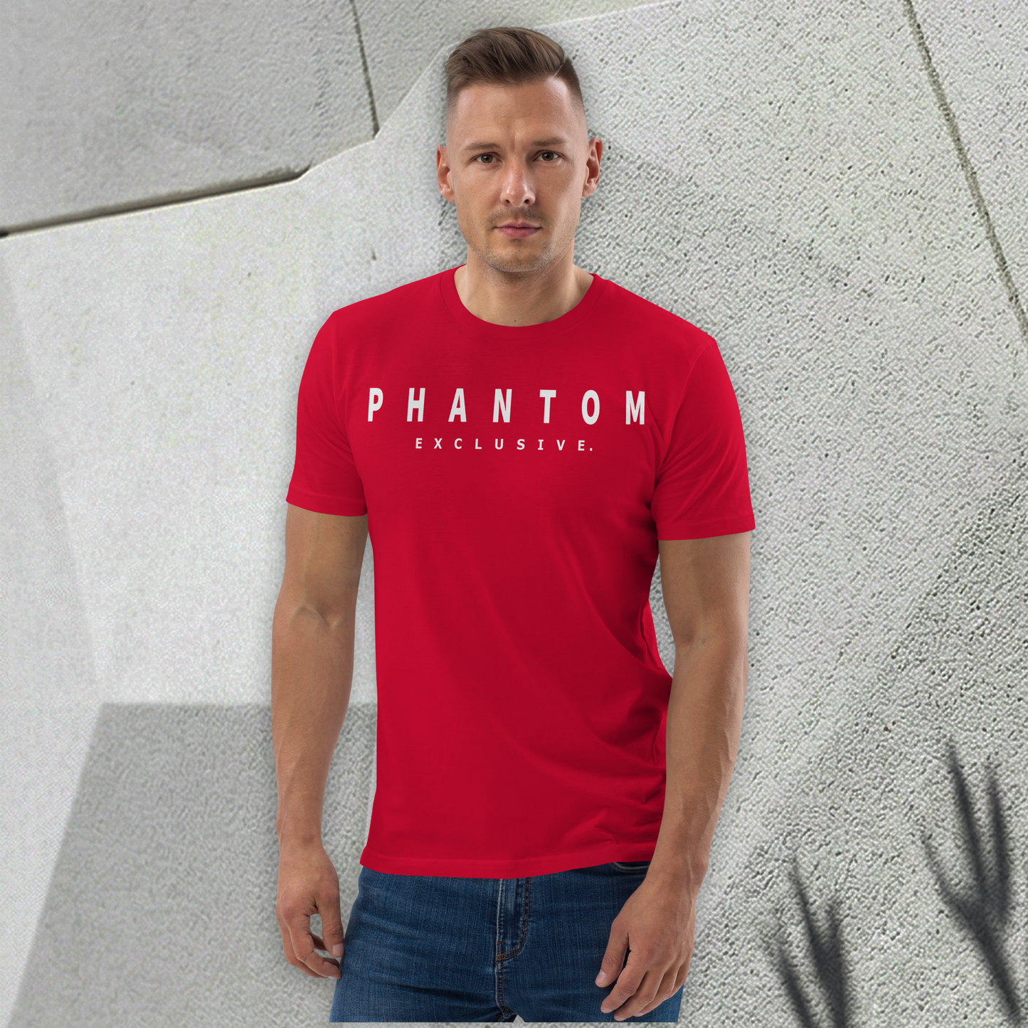Modern Fitted T Shirt - Bright Red - White Text