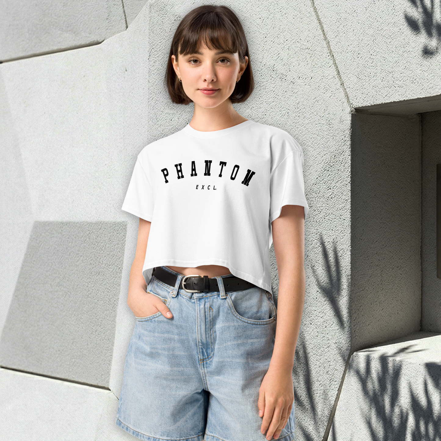 Women’s Summer Crop Top - White - Black Text